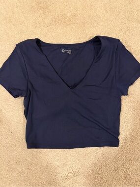 Aerie Navy V-Neck Crop Top